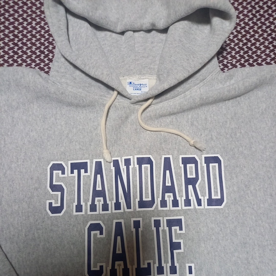 灰L STANDARD CALIFORNIA CHAMPION × REVERSE WEAVE HOOD SWEAT パーカー チャンピオン スタンダード カリフォルニア リバースウィーブ _画像6