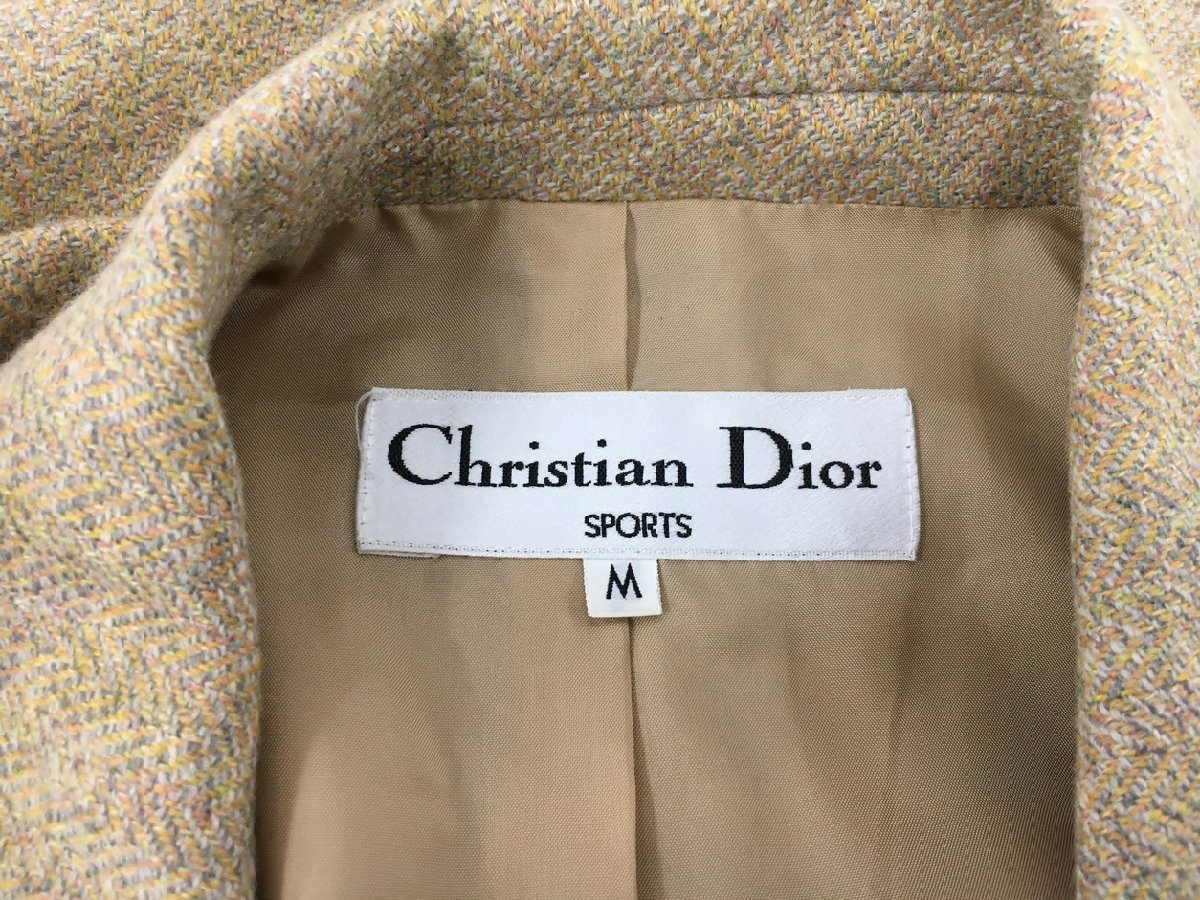 クリスチャンディオール スポーツ Christian Dior SPORTS スカートスーツ M イエロー系 ヘリンボーン 長袖 ウール 裏地キュプラ 2401WR022_画像5