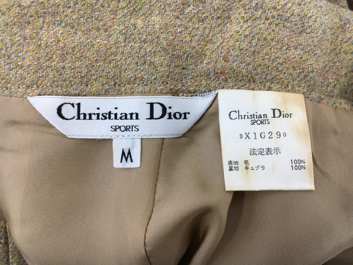 クリスチャンディオール スポーツ Christian Dior SPORTS スカートスーツ M イエロー系 ヘリンボーン 長袖 ウール 裏地キュプラ 2401WR022_画像8