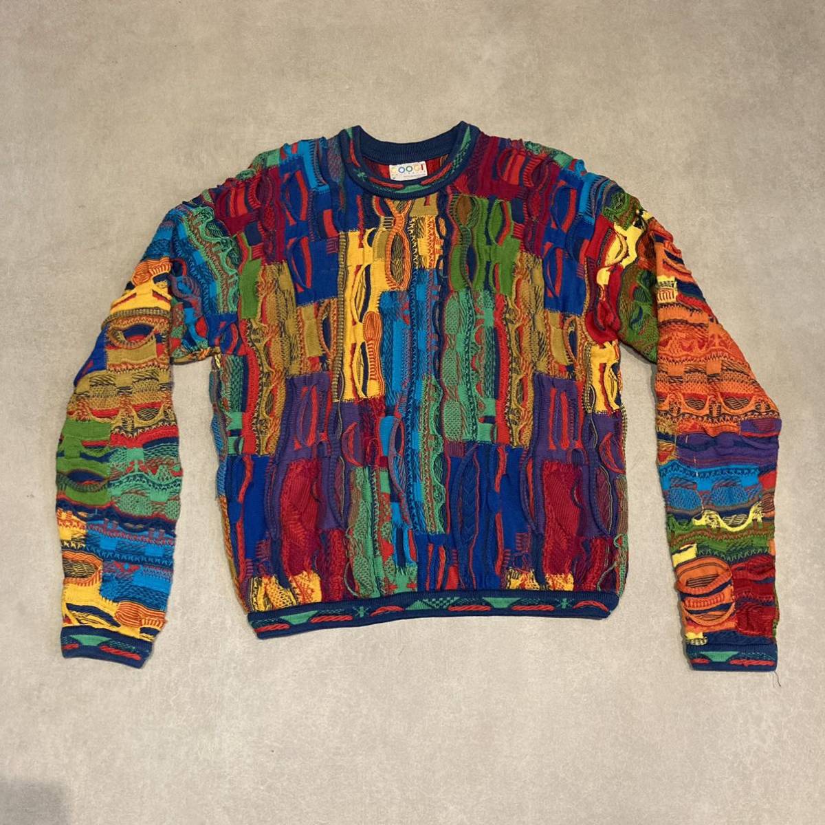 オーストラリア製 COOGI 3Dニット マルチカラー 中古 M vintage クージー ヴィンテージ