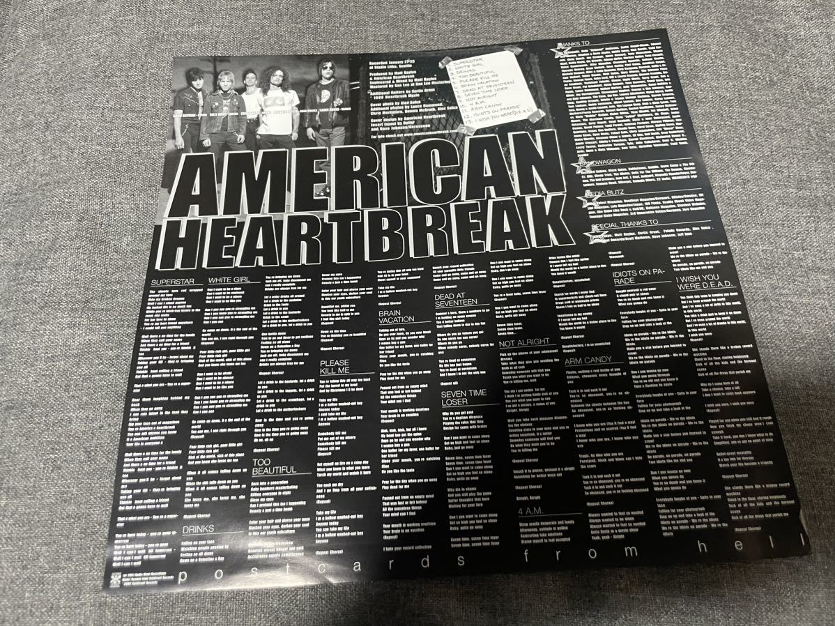 AMERICAN HEARTBREAK / Postcards From Hell LP US5人組ハード・ロック・バンド アメリカン・ハートブレイク インサート付き_画像5