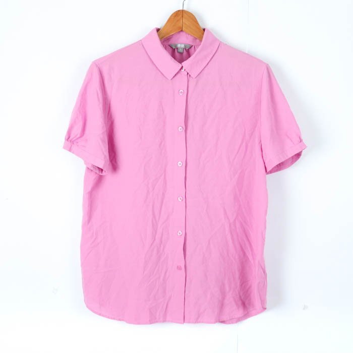 ユニクロ 半袖シャツ とろみブラウス 大きいサイズ レディース XLサイズ ピンク UNIQLO_画像1