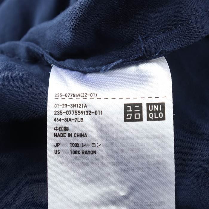 ユニクロ 七分袖シャツ とろみブラウス レディース Lサイズ ネイビー UNIQLO_画像5