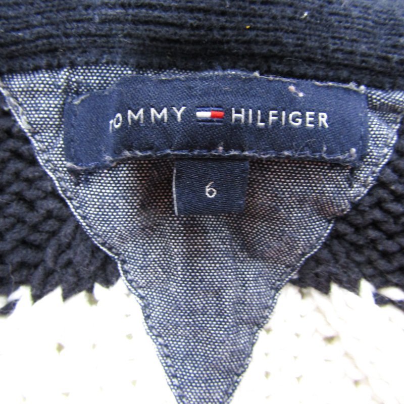 トミーヒルフィガー ニットパーカー ジップアップ ボーダー柄 キッズ 男の子用 6サイズ ブラック×ホワイト TOMMY HILFIGER_画像3