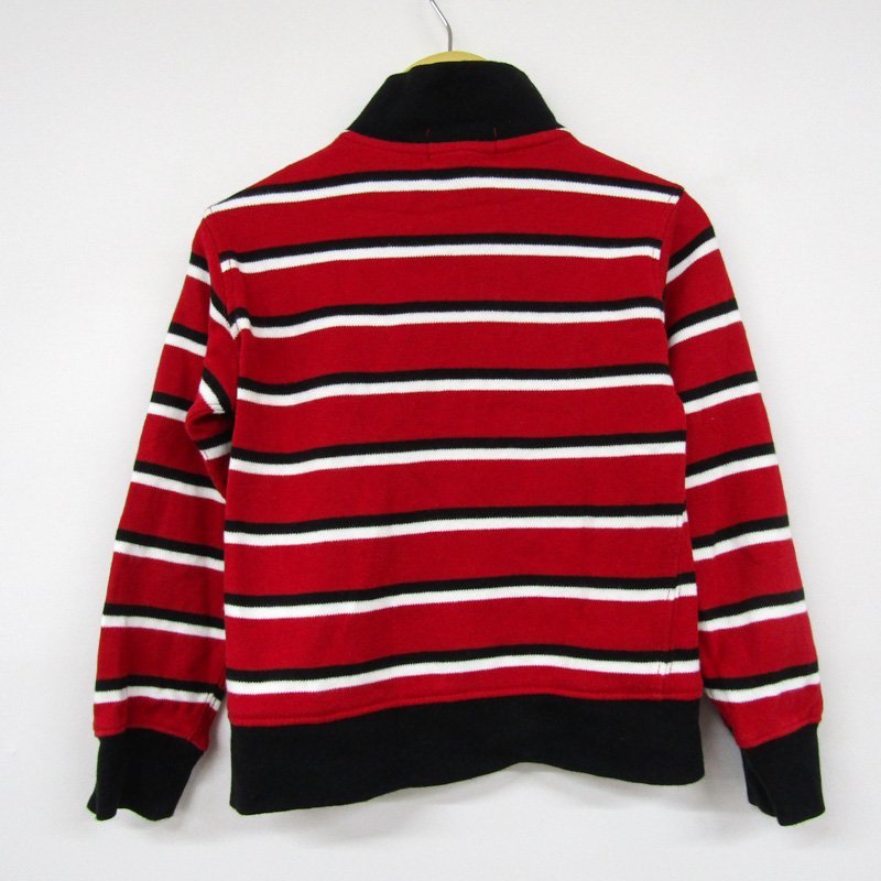 ポロ・ラルフローレン 長袖Tシャツ ハイネック ハーフジップ ボーダー柄 キッズ 男の子用 3/3Tサイズ レッド POLO RALPH LAUREN_画像2