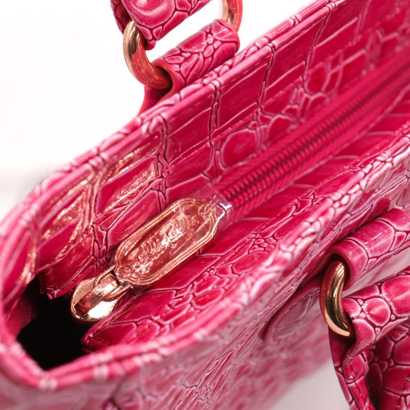フォリフォリ トートバッグ 未使用 クロコ型押し ハンドバッグ ブランド 鞄 カバン レディース ピンク Folli Follie_画像6