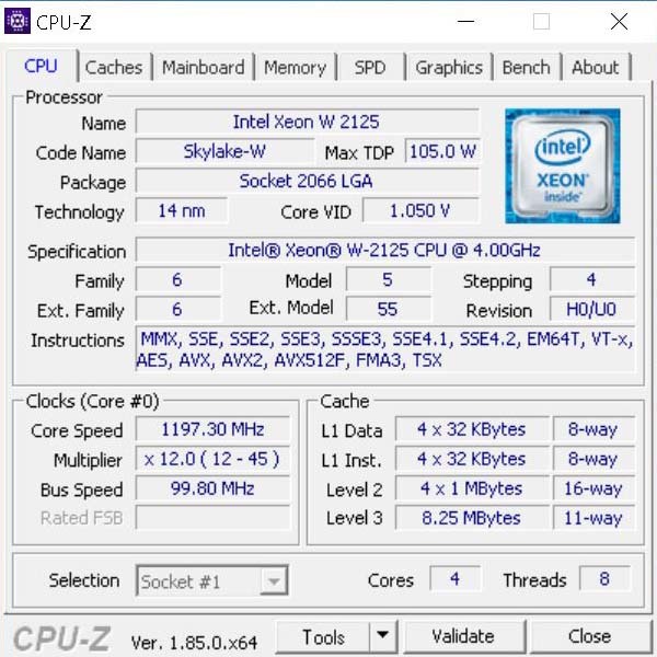 在庫2：動作確認済 4C/8T Intel Xeon W-2125 4.0GHz(TB:最大4.5GHz) LGA2066 Windows 11 対応_画像3