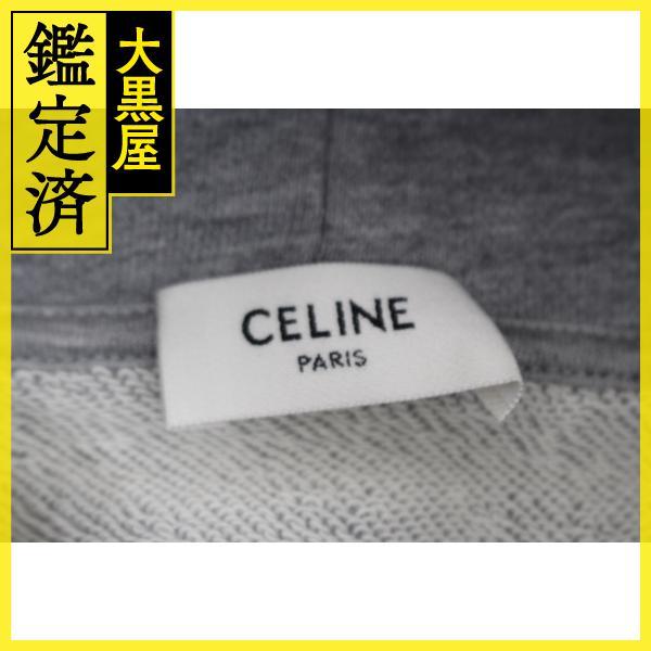 CELINE　セリーヌ　衣類　ルーズ フーディー　パーカー　メンズM　 ライトグレー　コットンフリース　現行モデル　【200】_画像9