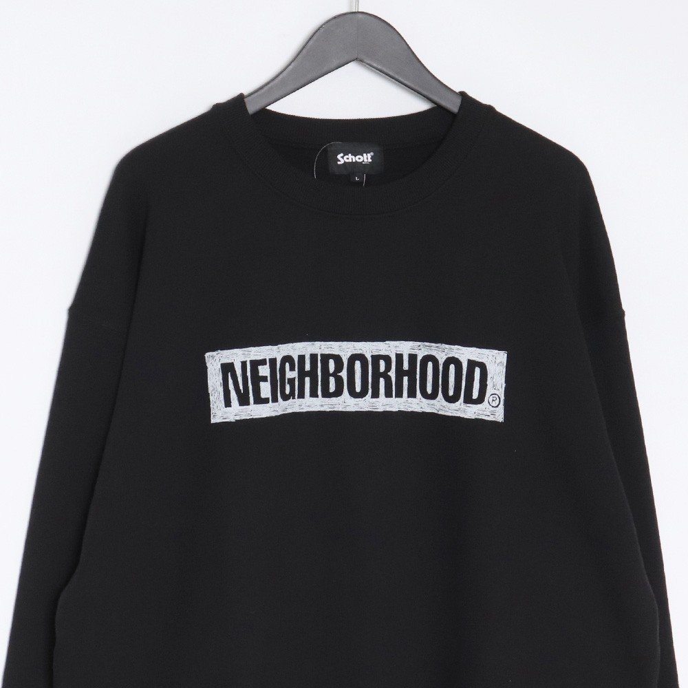 SCHOTT × NEIGHBORHOOD SWEAT SHIRT LONG SLEEVE Lサイズ ブラック 782-3232009 ショット ネイバーフッド クルーネックスウェット_画像3