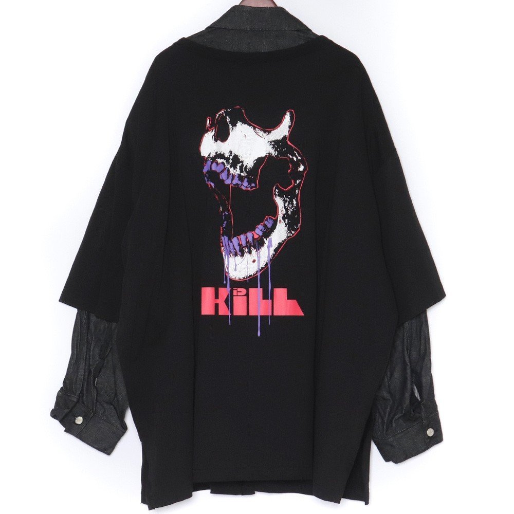 KIDILL LAYERD DENIM JACKET MULTI PRINT TEE Fサイズ ブラック KIDILL LAYERD DENIM JACKET MULTI PRINT TEE Fサイズ ブラック