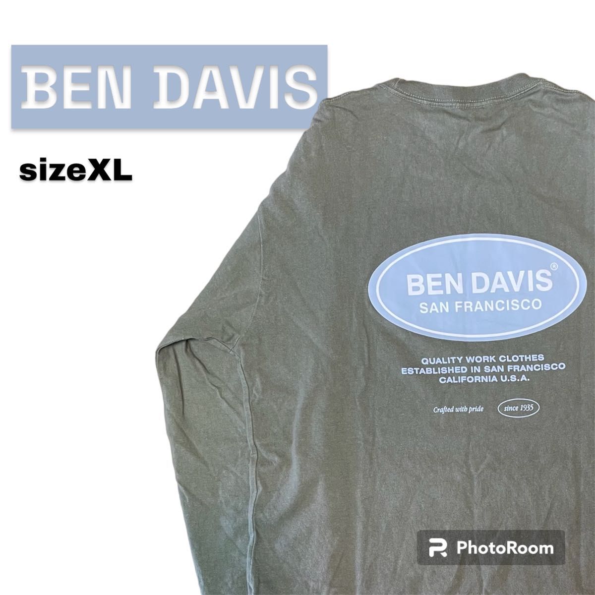 BEN DAVIS ベンデイビス  Tシャツ ロンT 長袖 ロングスリーブ ゆるだぼ 古着 カーキ XL