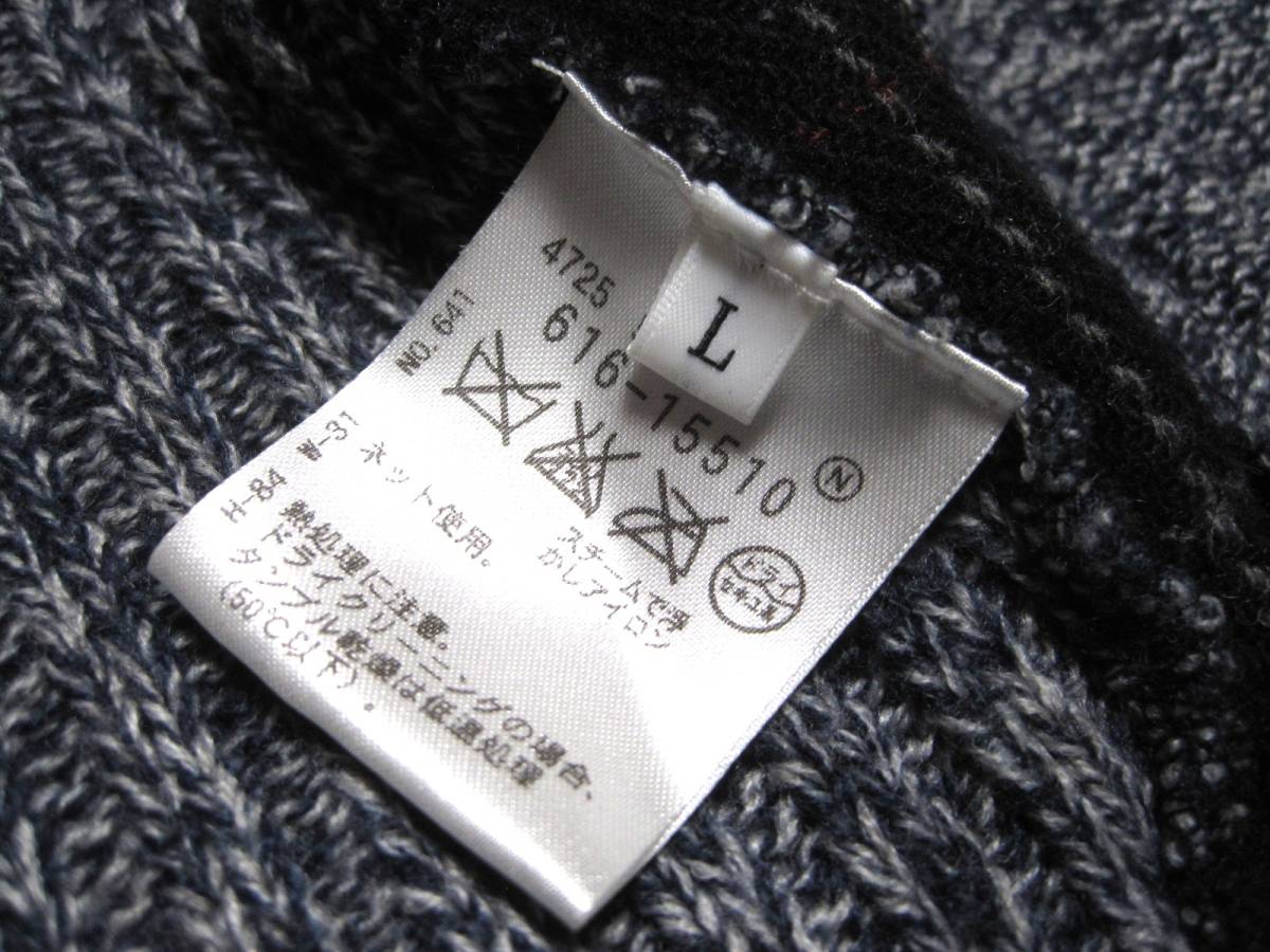  Takeo Kikuchi [ TK MIXPICE ] cut . return check button knitted sweater cardigan navy blue navy [ size L ]