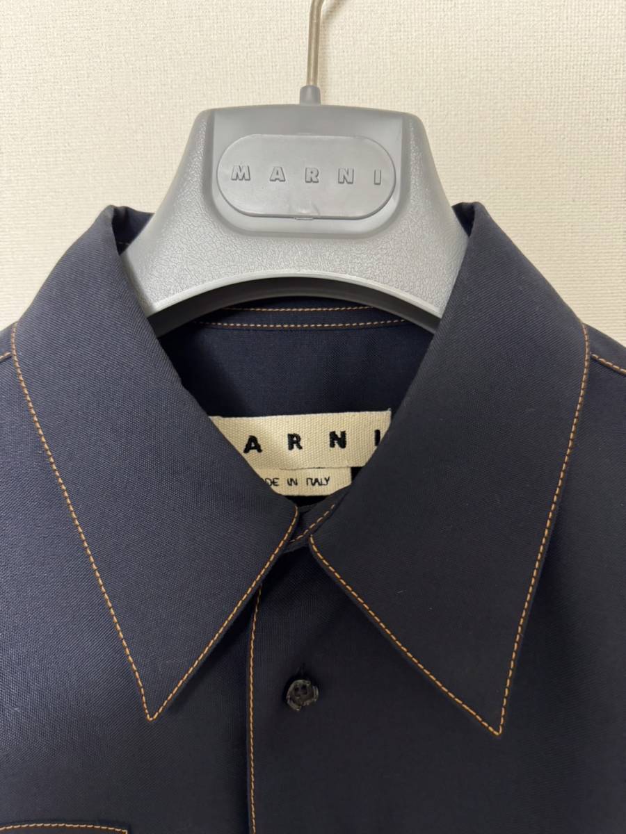 試着のみ)MARNI マルニ 名作ウールシャツ ネイビー 44 試着のみ)MARNI マルニ 名作ウールシャツ ネイビー 44