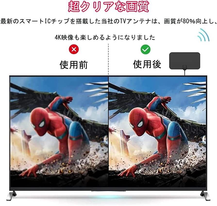 室内アンテナ 「2023最強受信範囲」 4K HD TV アンテナ 地デジ テレビ アンテナ 信号ブースター内蔵 430KM 受信範囲 360度全方位受信_画像5