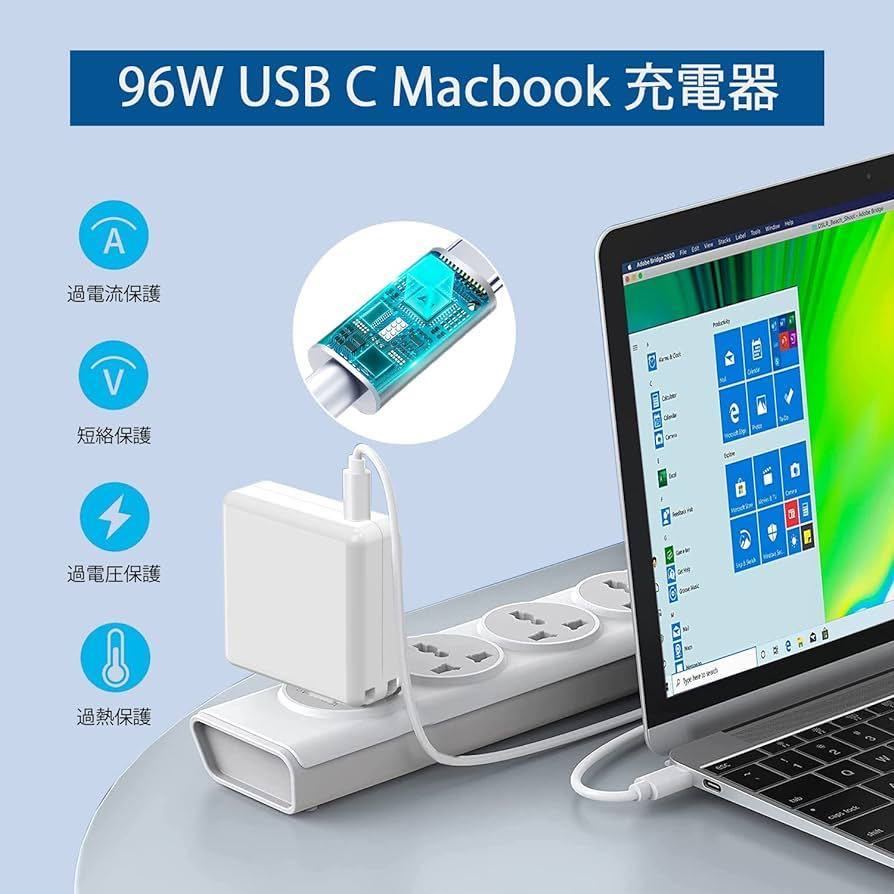 充電器 96W USB C 急速充電器 PD3.0タイプC アダプター Type C Acアダプター 87w/67w/65w/45w Macbook Pro/Air Switch 各種USB-C機器対応_画像6