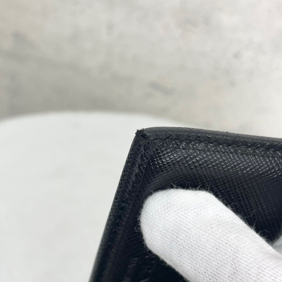 【高級品の極み】PRADA プラダ　2つ折り財布 サフィアーノレザー　ブラック ビジネス 黒_画像9