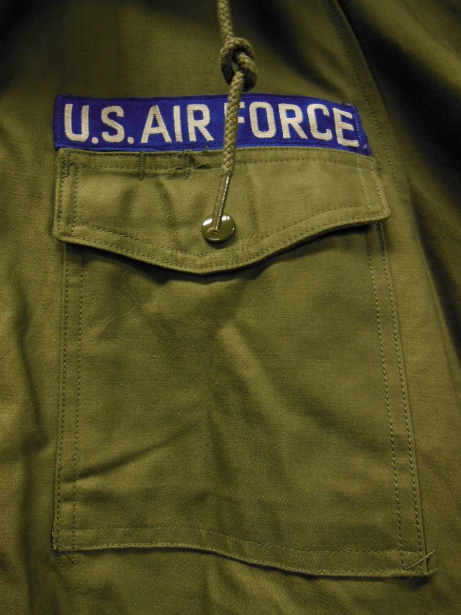 1962年製 極上ほぼデッド USAF 米軍実物 コットンサテン OG107 フィールドジャケット/Mサイズ/USN デッキ M65 M51 M47ビンテージ_画像9