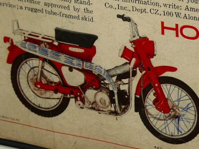 1964年 USA 60s 洋書雑誌広告 額装品 Honda Trair 90 (A4size) / 検索用 ホンダ CT90 ハンターカブ 店舗 ガレージ 看板 ディスプレイ AD_画像6