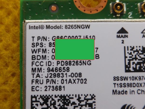 PC部品 無線 WiFi M.2 (NGFF）Intel Dual Band Wireless 8265NGW Y356_画像2