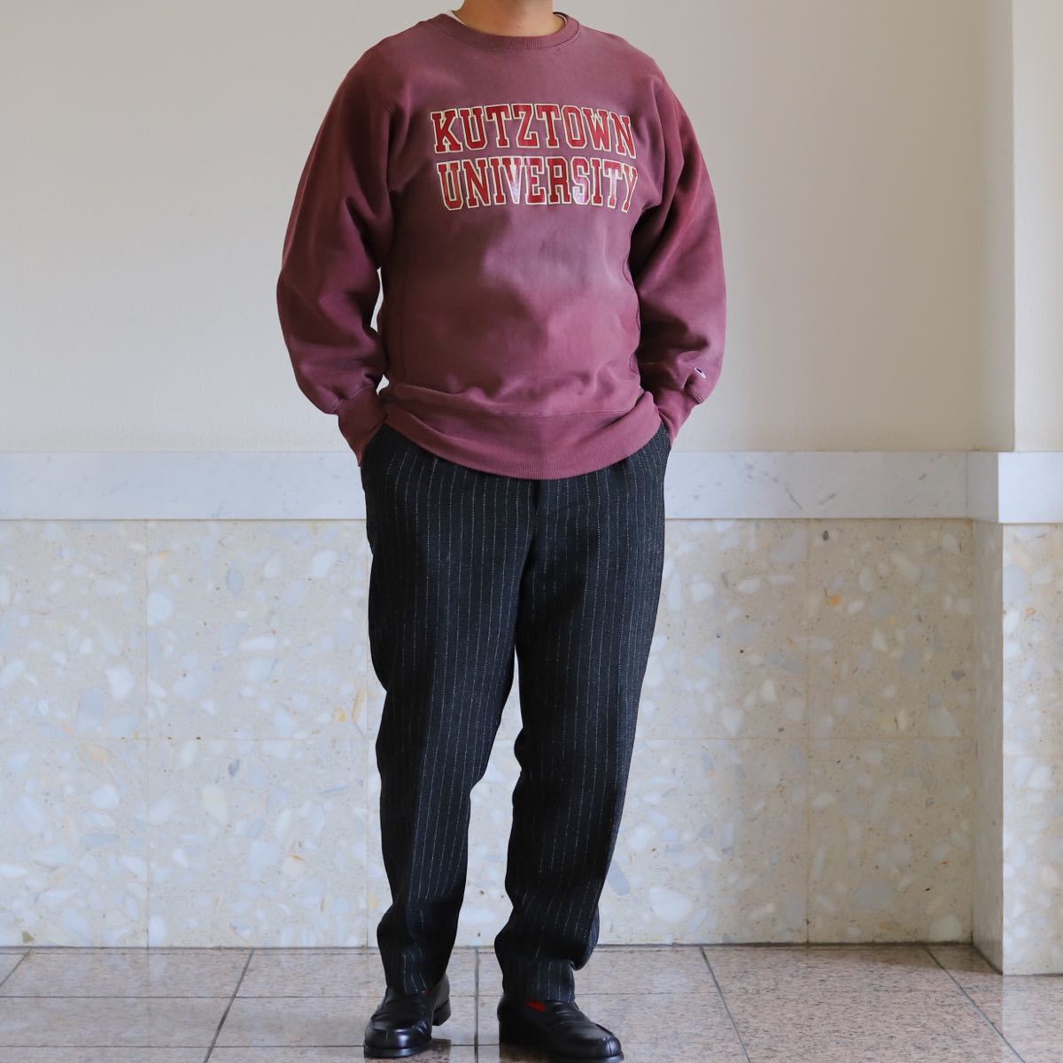 逸品】90s champion Reverse Weave Crew fade Burgundy