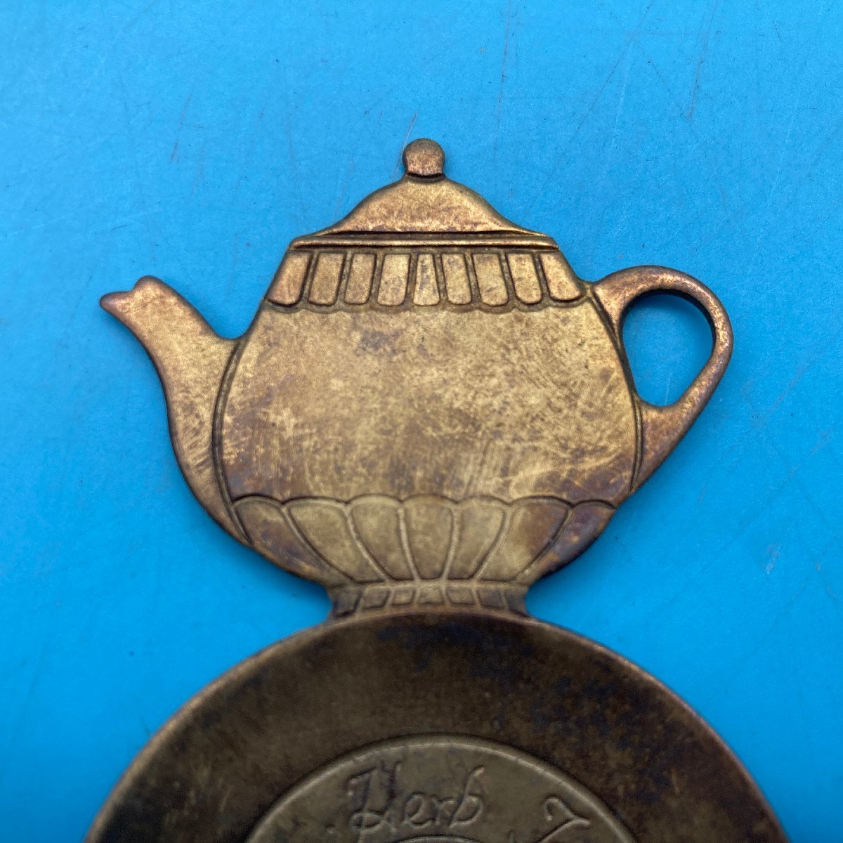 [A9120P007] tea Cade . spoon retro antique England? brass? teapot antique miscellaneous goods tea leaf black tea 