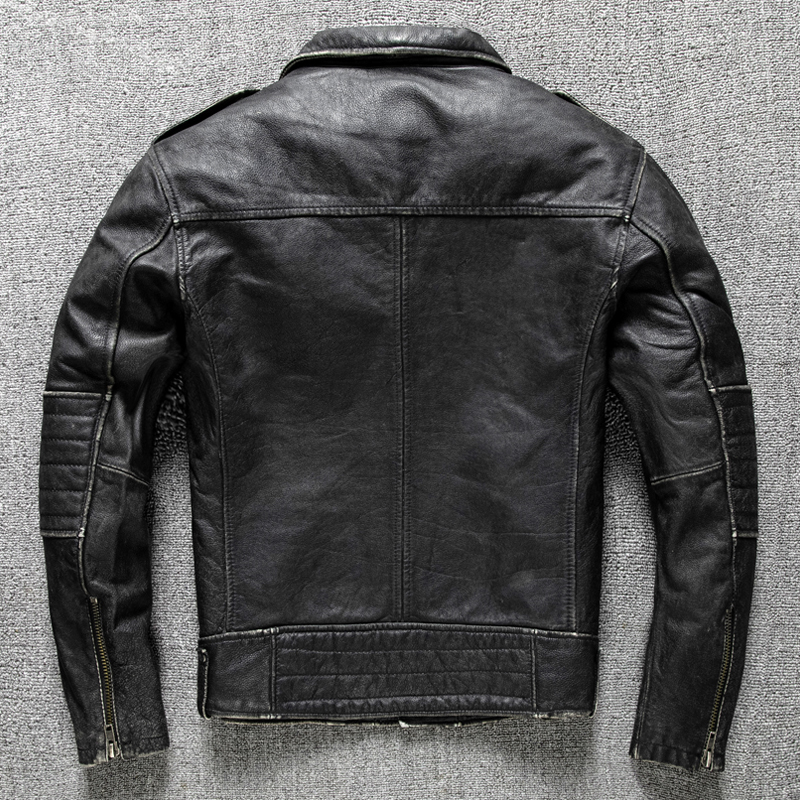 レザージャケット メンズ ハレージャケット バイクジャケット ユーズド加工　ライダース 牛革本革　革ジャン Ｍ～3XL_画像2