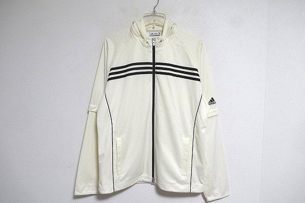 B0188:adidas GOLF 2way ウィンドブレーカー アディダス ゴルフ ジャケット ジャンパー 白 O/XG ゴルフジャケット ゴルフウェア ジャージ:5_画像1