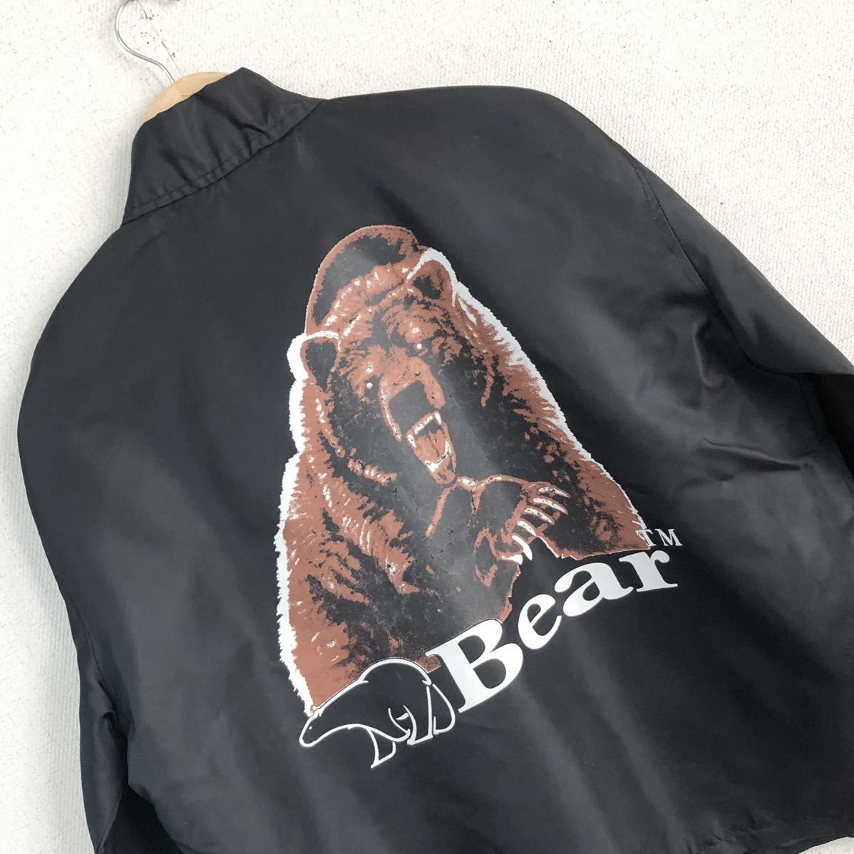 【Bear】ベア ジャケット ジャンパー 黒 ブラック メンズ ジップアップ バックロゴ ストリート 90s 古着 タウンユース トップス/Y1975BB_画像7