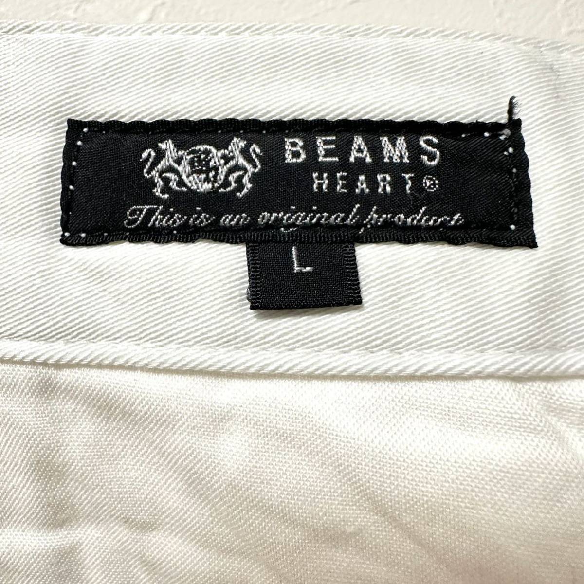 【BEAMS HEART】ビームスハート ストレッチパンツ 細めストレート ジップフライ シンプル カジュアル ホワイト メンズ サイズL/Y2049QQの画像8