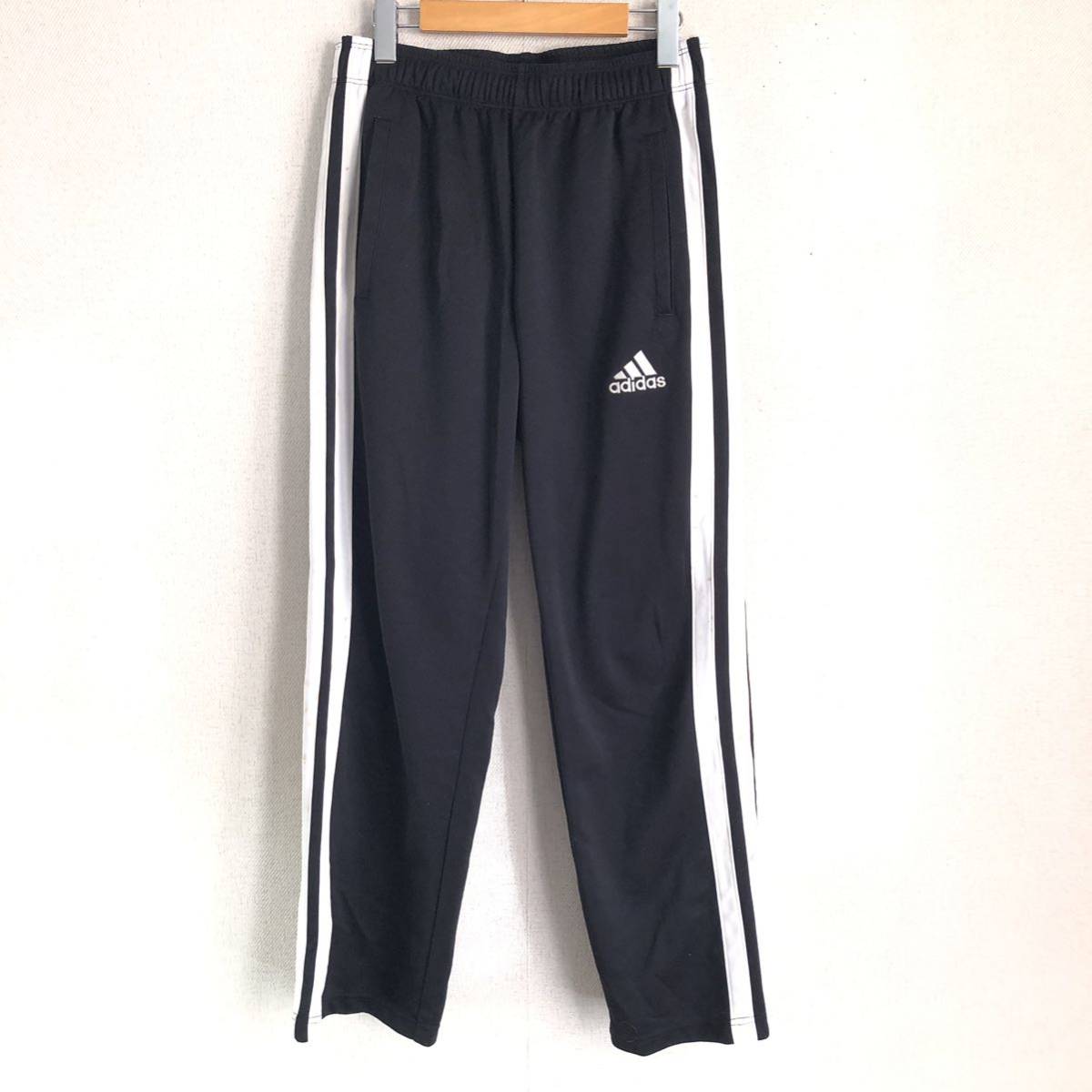 【adidas】アディダス トラック パンツ ジャージ 黒 ブラック メンズ サイドライン 刺しゅう ロゴ CLIMALITE ボトムスL/Y2461BBの画像1