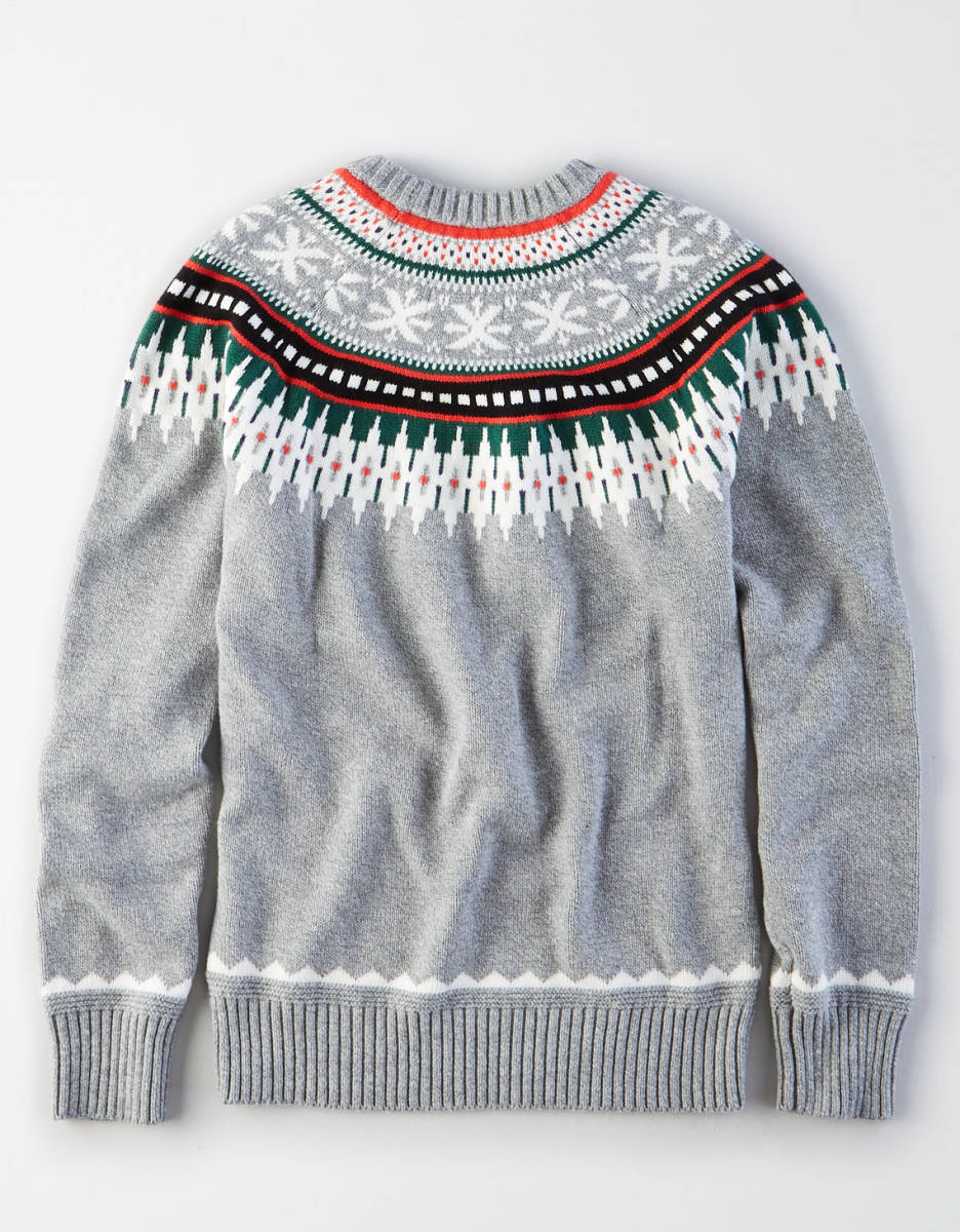 * ラスト2 * 正規品 アメリカンイーグル AE Nordic Crewneck Sweater ノルディック クルーネックセーター S / Heather Grey *_画像2