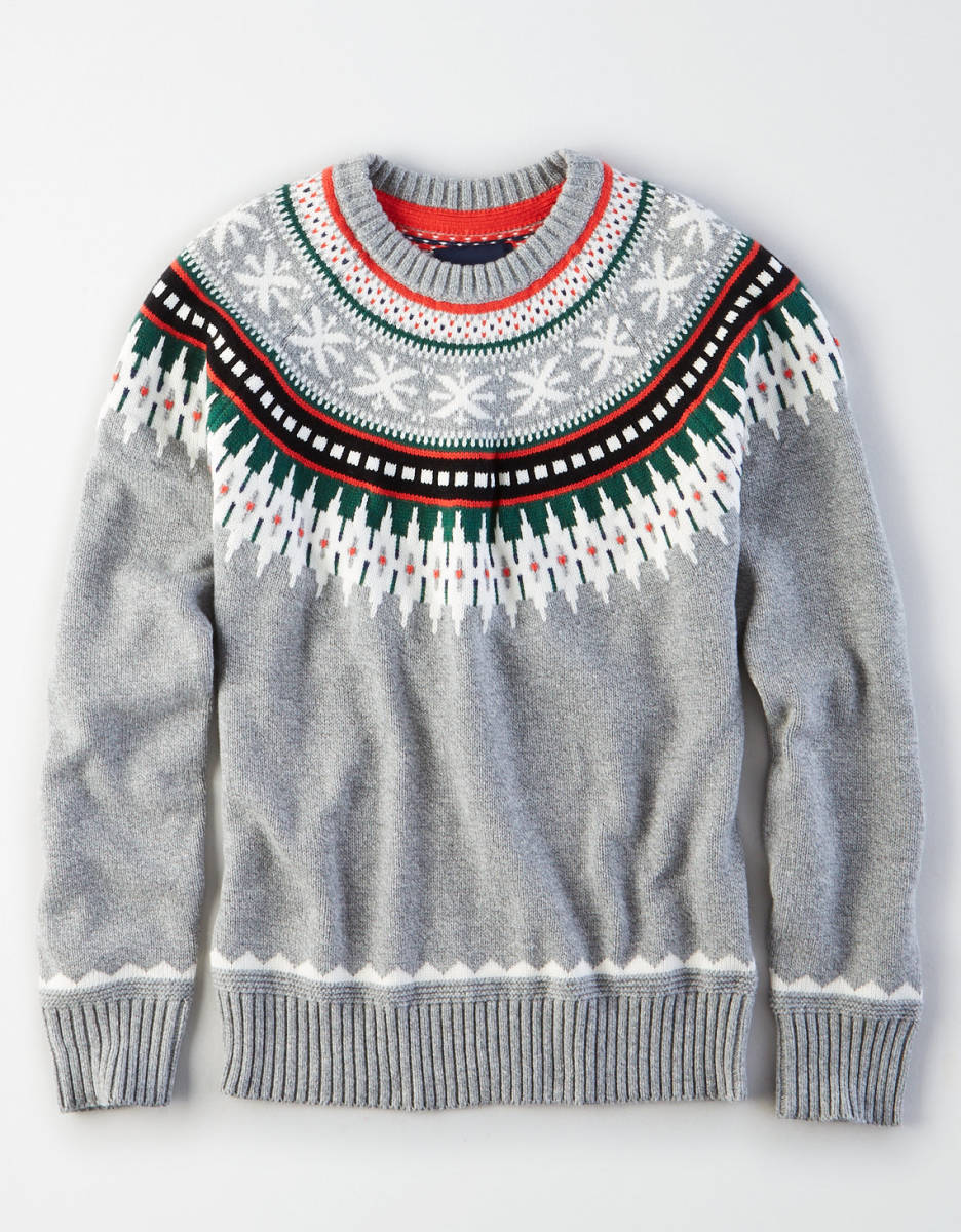 * ラスト2 * 正規品 アメリカンイーグル AE Nordic Crewneck Sweater ノルディック クルーネックセーター S / Heather Grey *_画像1