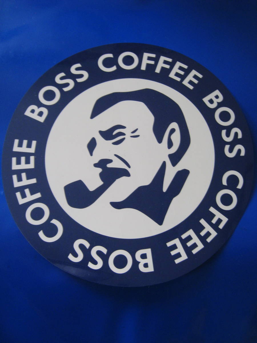 ■サントリー BOSS 円形 ステッカー 直径約21ｃｍ 缶コーヒー　BOSS　COFFEE　非売品　初期物 当時物 ◆未使用◆_画像1