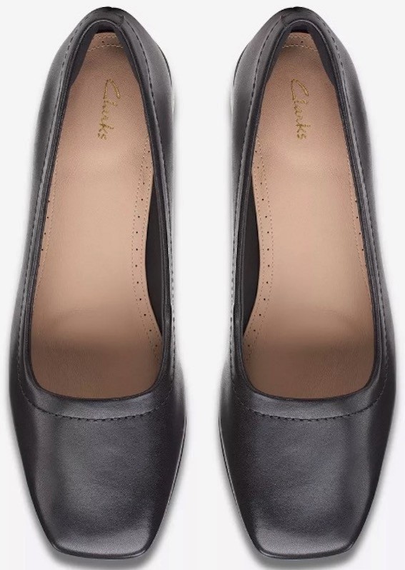Clarks 25cm black Flat Loafer square tu leather soft slip-on shoes sneakers ballet pumps boots RRR114