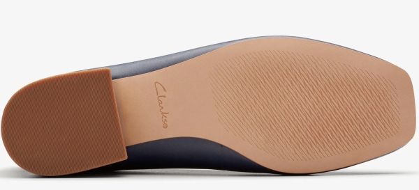 Clarks 23.5cm темно-синий голубой Flat Loafer квадратное tu кожа soft туфли без застежки спортивные туфли балет туфли-лодочки ботинки RRR114