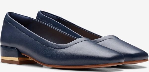 Clarks 24cm темно-синий голубой Flat Loafer квадратное tu кожа soft туфли без застежки спортивные туфли балет туфли-лодочки ботинки RRR114