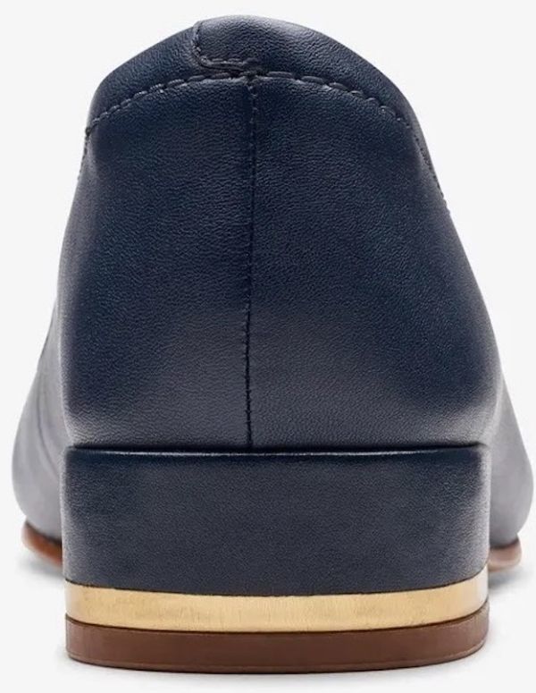Clarks 26cm navy blue Flat Loafer square tu leather soft slip-on shoes sneakers ballet pumps boots RRR114