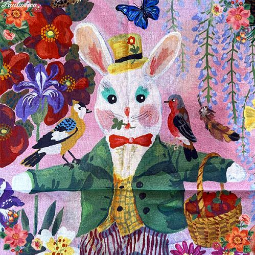 [nata Lee *rete] cotton scarf rabbit hipi-*ga-tena-55cm Nathalie Lete Hippy Gardener France Paris rabbit ... garden .