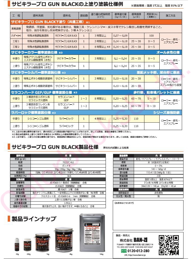 【サビキラープロ ガンブラック】【200g】【黒色】ガンメタ/ガンメタリックブラック色 BAN-ZI BANZI バンジ 水性錆転換塗料_画像6