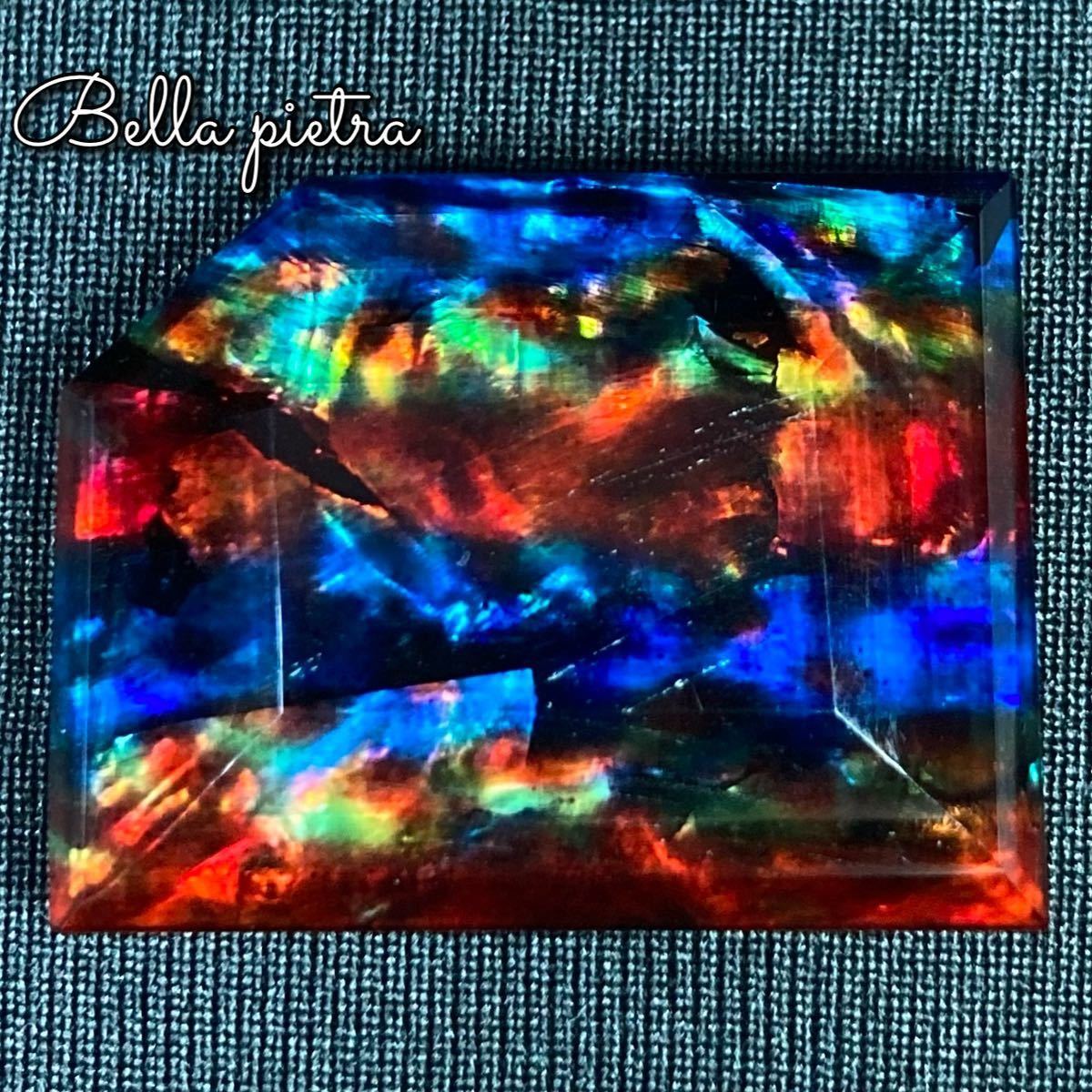 1円スタート！高品質★希少☆アンモライト ルースストーン ダブレット 裸石 宝石 Ammolite オパール化 30.60ct 天然 化石 美遊色 一点物244_画像5