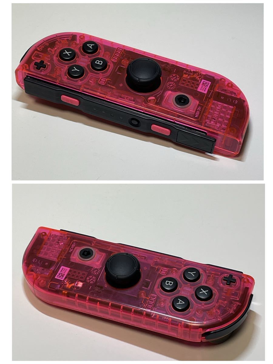 ★匿名取引・送料無料 Switch Joy-Con ジョイコン 左右 ネオングリーン ネオンピンク カスタム品 クリア グリーン クリア　ピンク_画像3