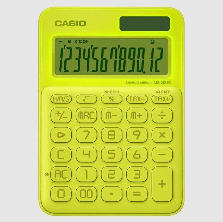 電卓　コンセプト　デザイン　CASIO　カシオ　限定生産　ネオンイエロー　MS-20UC-L-NYW　個性的　プレゼント　ギフト