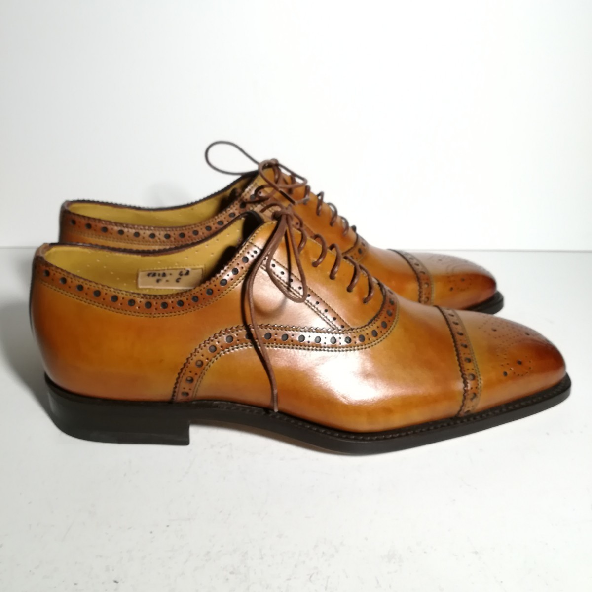 c0010 【新品同様・試着程度】 ★サントーニ Santoni★ セミブローグ 6 25.0~25.5cm程度 茶 ドレスシューズ ビジネス 高級革靴 紳士靴 本革の画像2