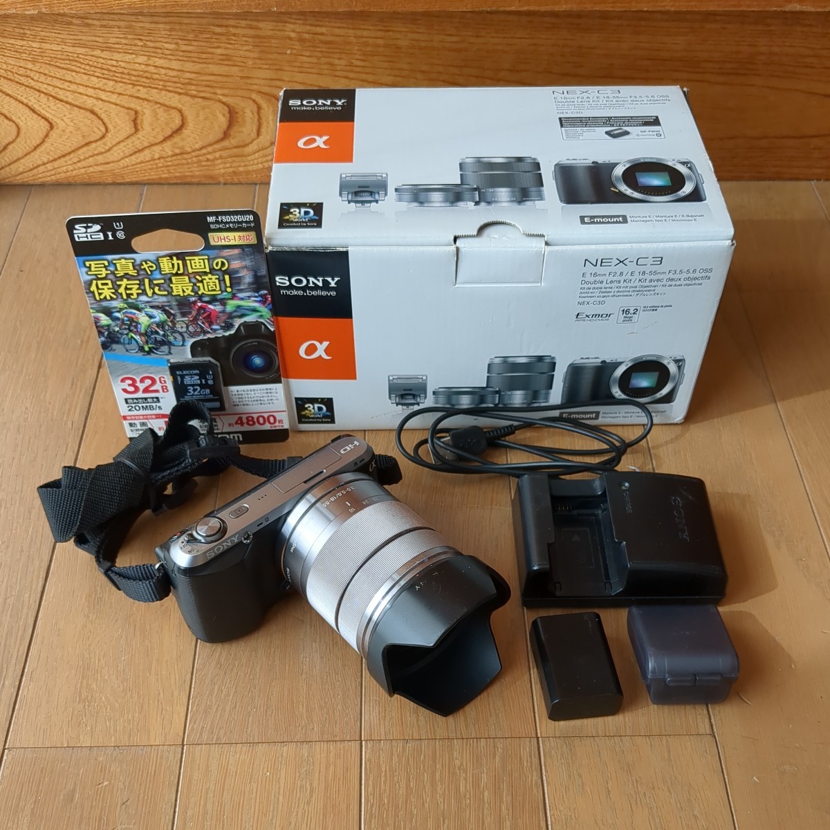 SONY ソニー NEX-C3 18―55mmズームレンズ 中古品、新品32G SDカード付_画像1