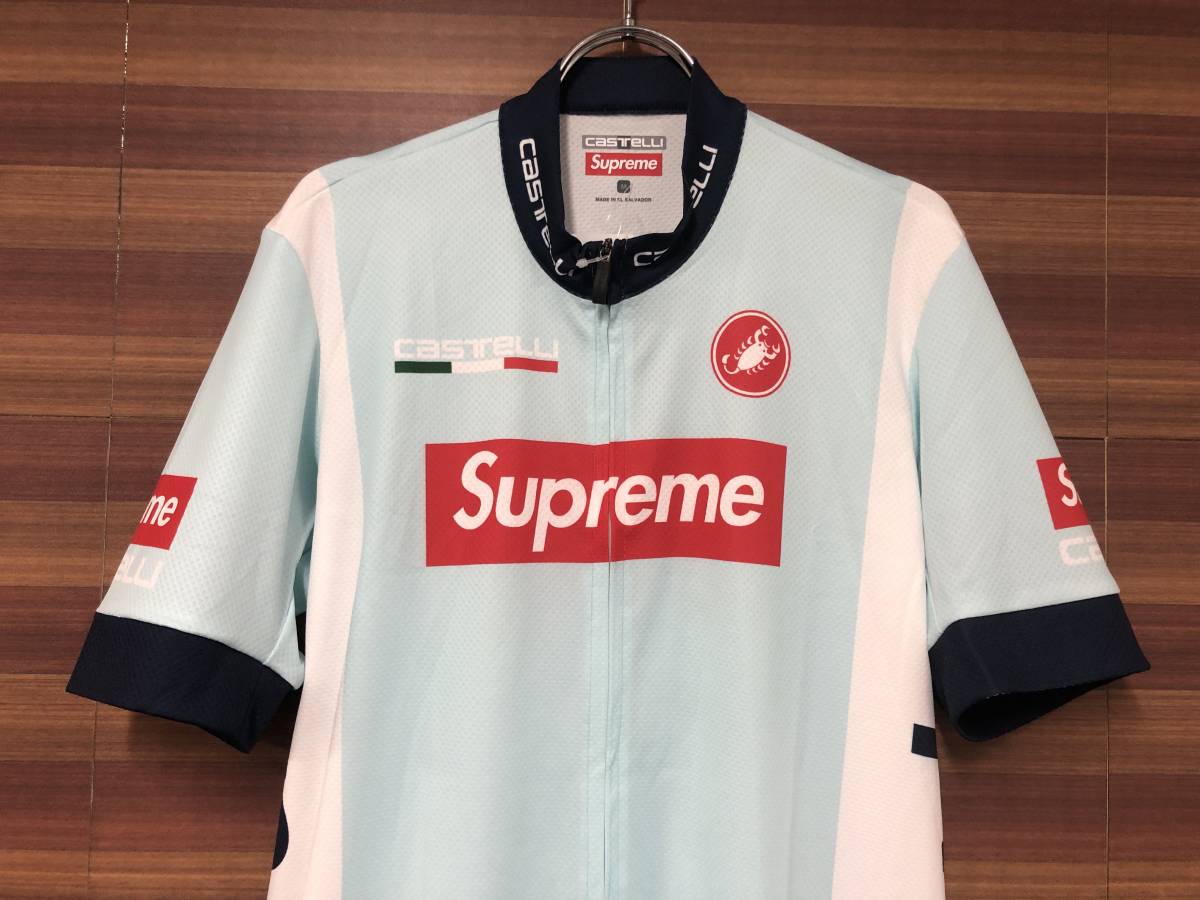 HM033 シュプリーム SUPREME カステリ CASTELLI 半袖サイクルジャージ 白青 M_画像3