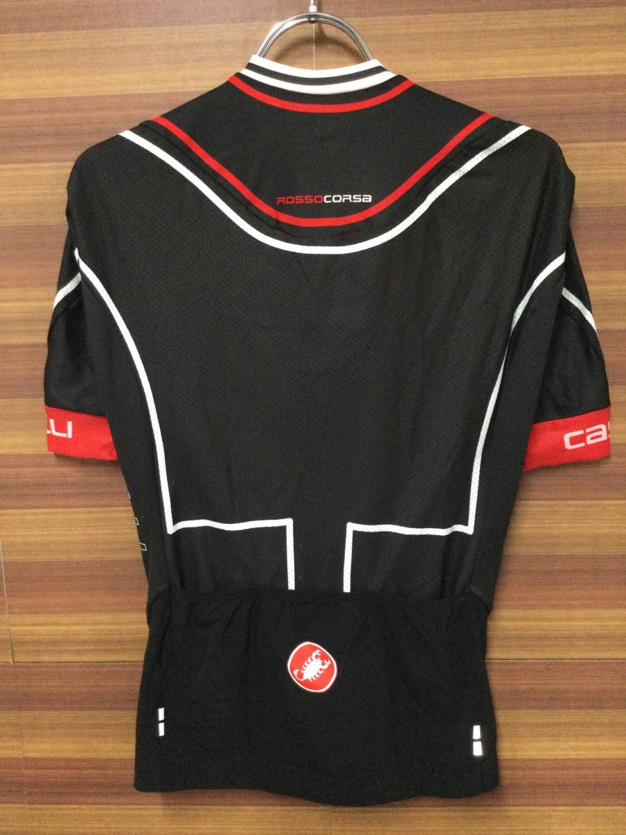 HK100 カステリ CASTELLI 半袖サイクルジャージ ROSSO CORSA 黒赤白 M ※ほつれ_画像2