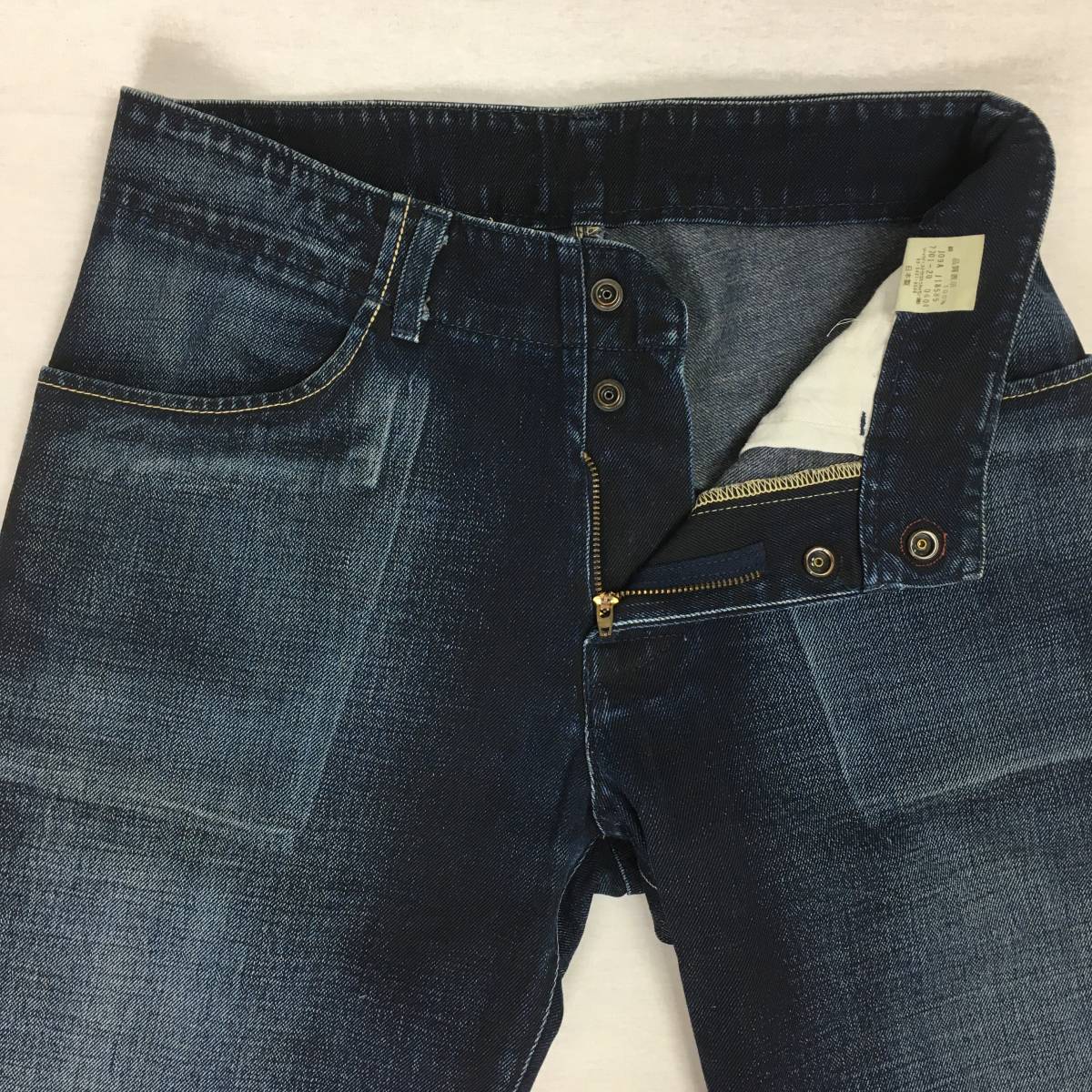 Levi's リーバイス N3BP 7701-20 日本製 04年 デニム パンツ ジーンズ W32 ホワイトパッチ ペイント ジップフライ ユーズド加工_画像5