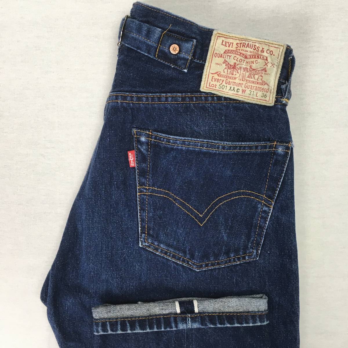 LEVI'S リーバイス 501XXC 201-0003 BIG'E' バレンシア工場 刻印555 米国製 98年 W31 L36 隠しリベット セルビッチ シンチバック 革パッチ_画像1