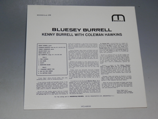 ☆ KENNY BURRELL WITH COLEMAN HAWKINS ケニー・バレル BLUESY BURRELL ブルージー・バレル 帯付CD VICJ-60030_画像6