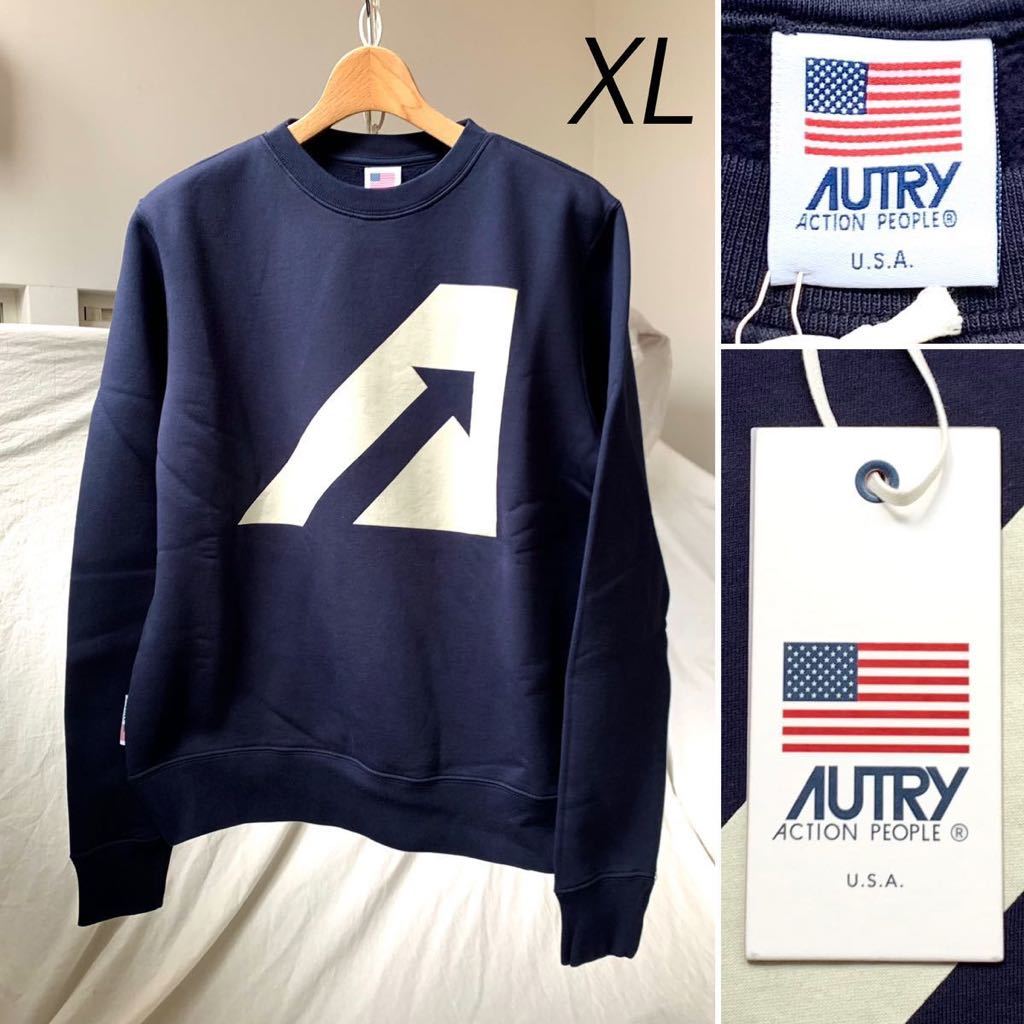 XL 新品 AUTRY オートリー ロゴ スウェットSWEATSHIRT ICON ネイビー SWIM 407B メンズ made in italy 2023AW 送料無料